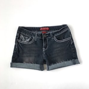 Red Rivet Denim Jean Thick Stitch Cutoff Shorts 11
